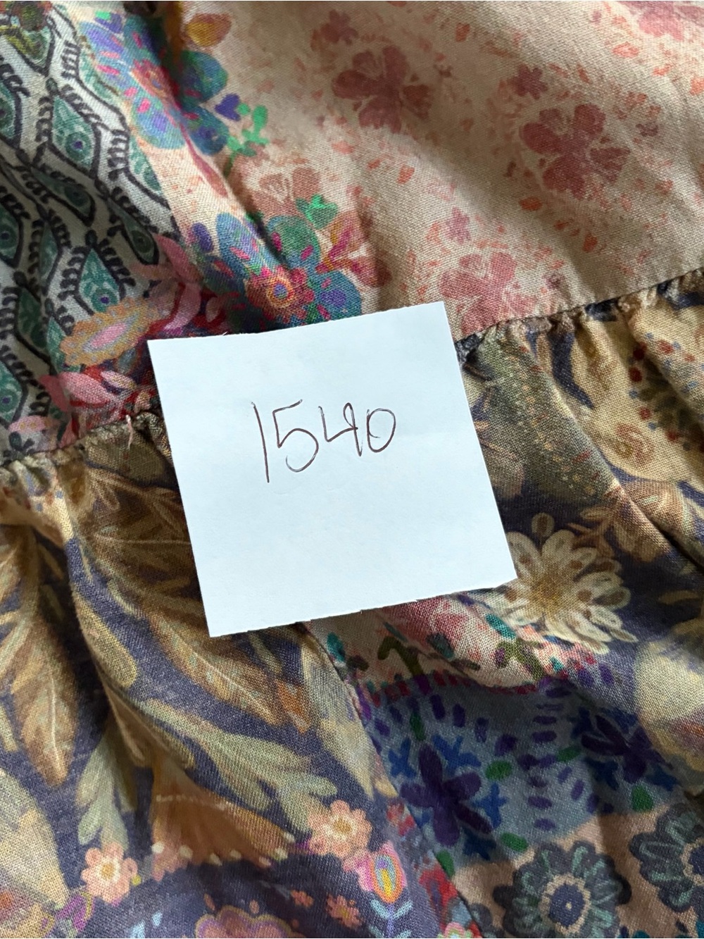 Natural Life Rebecca Midi Dress Patchwork L Floral Rayon Tiered Boho Cottagecore - Picture 7 of 8